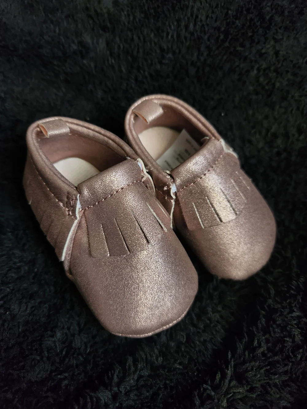 Cat & Jack Metallic Rose Moccasins with Fringe